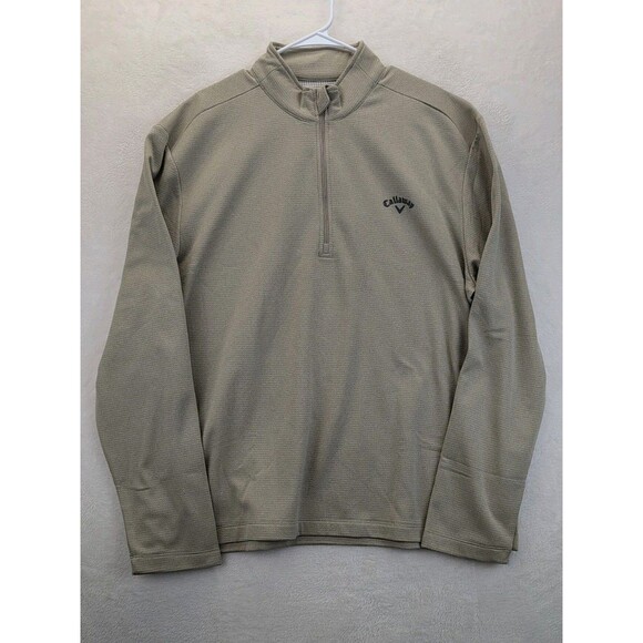 Callaway Mock Neck Long Sleeve Pullover Quarter Zip Men's Size XL Beige - Picture 1 of 13